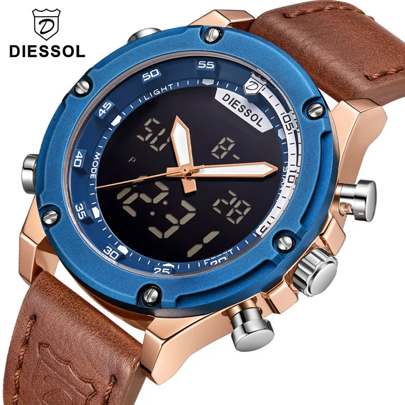 DIESSOL Top Luxury Brand Men Analog Digital Leather Sports Watches Men's Army Military Waterproof Watch Man Quartz Clock Relogio
DIESSOL Top Luxury Brand Men Analog Digital Leather Sports Watches Men's Army Military Waterproof Watch Man Quartz Clock Relogio