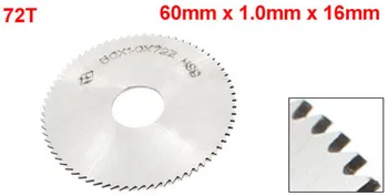 Silver Tone HSS 72T 60mm x 1.0mm x 16mm Slitting Saw Blade 2PCS