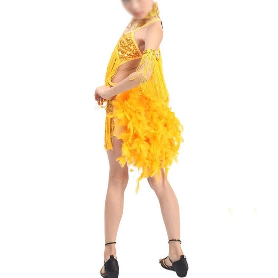 2018 NEW New Children Kids Sequin Feather Fringe Stage Performance Competition Costume Latin Dance Dress For Girls Yellow
2018 NEW New Children Kids Sequin Feather Fringe Stage Performance Competition Costume Latin Dance Dress For Girls Yellow