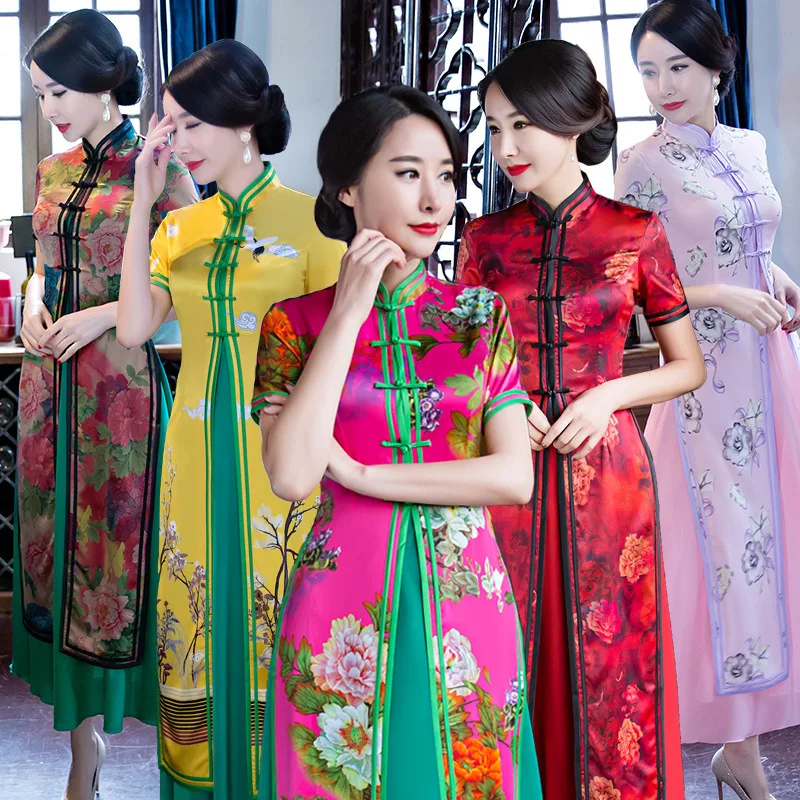 2pcs/set Chinese fashion traditional style qiapo Vietnam ao dai dresses for women
2pcs/set Chinese fashion traditional style qiapo Vietnam ao dai dresses for women