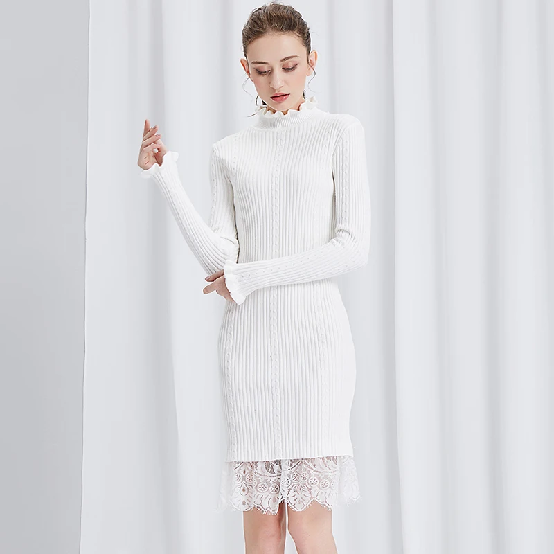 Ruffled Women Sweater Dress Lace Long Pullover Sweater Slim Knitwear Bodycon Dress Pullover Female Autumn Winter Dress
Ruffled Women Sweater Dress Lace Long Pullover Sweater Slim Knitwear Bodycon Dress Pullover Female Autumn Winter Dress
