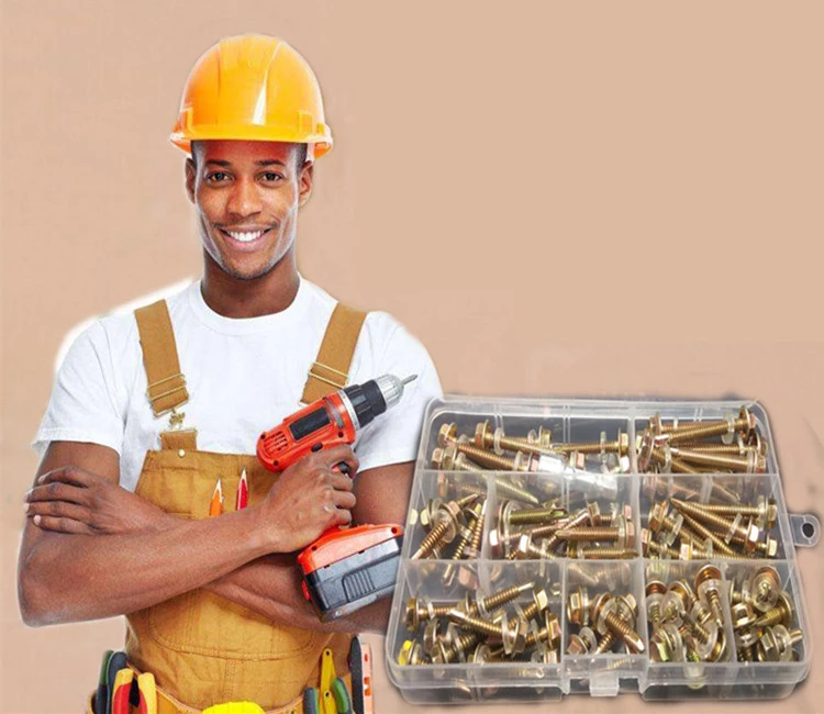 Family Use Mix Box Hexagon Self-tapping self-drilling Screw Color Steel M4.8
Family Use Mix Box Hexagon Self-tapping self-drilling Screw Color Steel M4.8