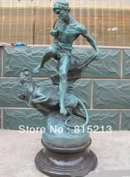 bi00205 26"Huge Green Bronze Marble Greek Heracles Hunt Training Tiger Warrior statue
bi00205 26"Huge Green Bronze Marble Greek Heracles Hunt Training Tiger Warrior statue