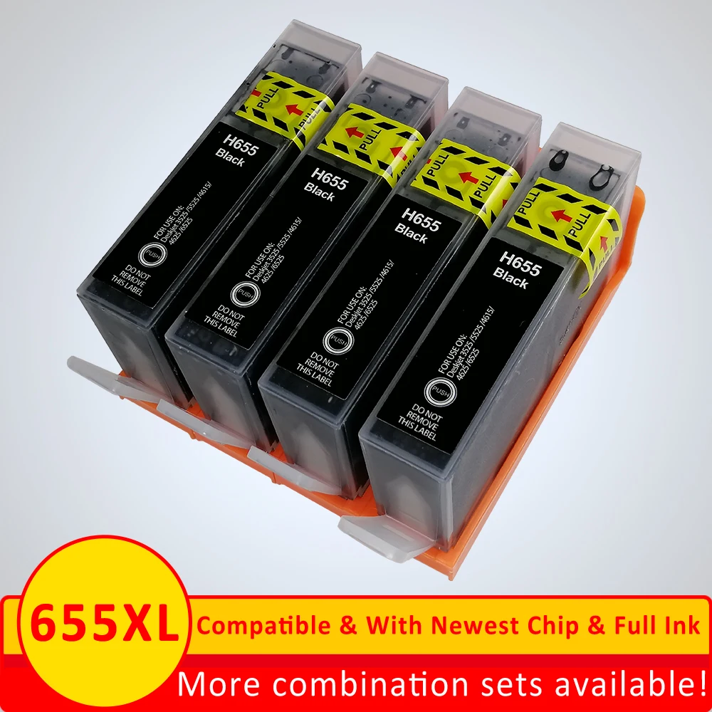 4 черных чернильных картриджа Xiangyu, совместимый с HP 655 655XL Deskjet 4615 3520 3525 4620 4625 5525 6520 6525 e-All-in-One
4 черных чернильных картриджа Xiangyu, совместимый с HP 655 655XL Deskjet 4615 3520 3525 4620 4625 5525 6520 6525 e-All-in-One