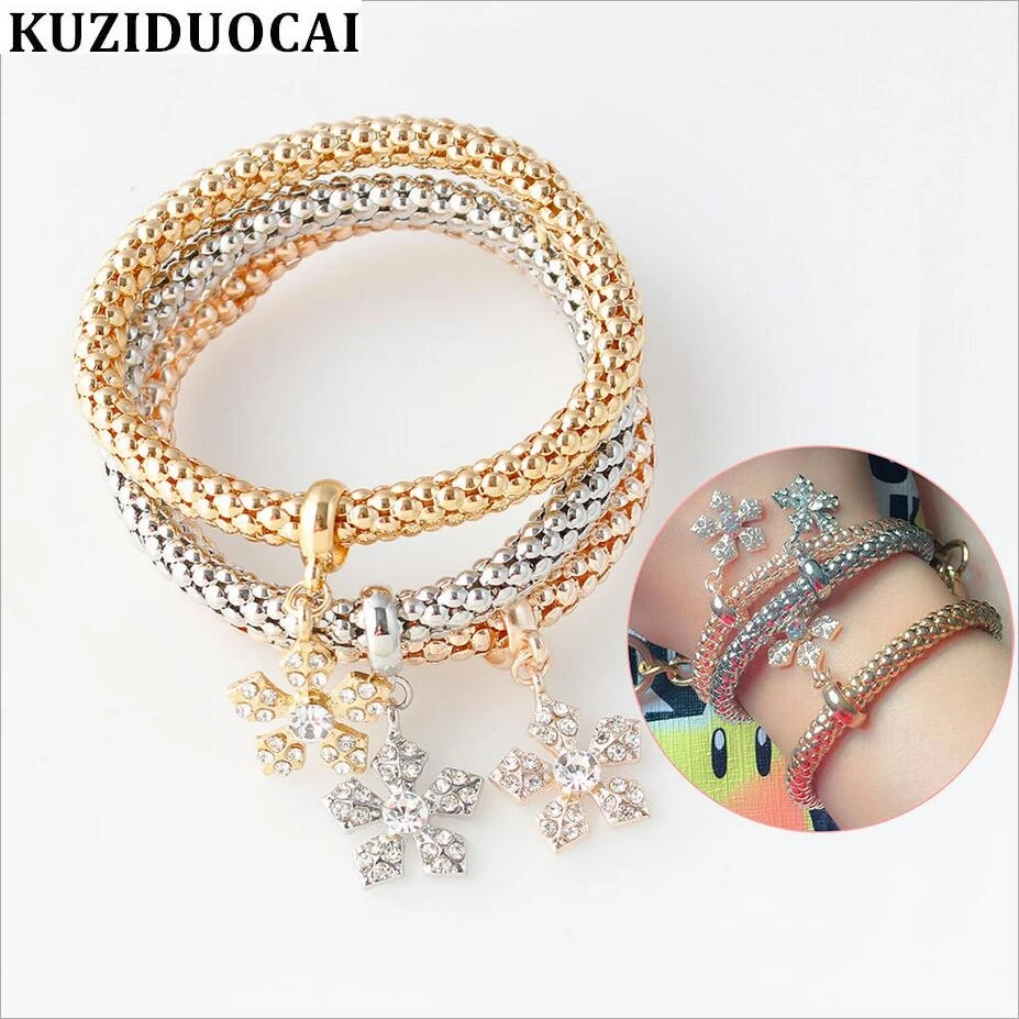 Kuziduocai New Fashion Jewelry 3 PIece/Set Crystal Elastic Snowflake Heart Bangle & Bracelet For Women And Ladies Gift B-14
Kuziduocai New Fashion Jewelry 3 PIece/Set Crystal Elastic Snowflake Heart Bangle & Bracelet For Women And Ladies Gift B-14