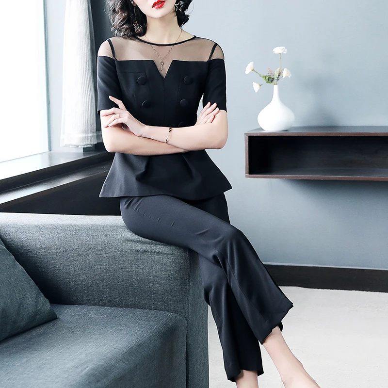 Women 2 Piece Set Office Pant Set Suits New Summer Fashion Elegant Ladies Office Work Wear Blouse Shirt Pant Elegant Suits Sets 
Women 2 Piece Set Office Pant Set Suits New Summer Fashion Elegant Ladies Office Work Wear Blouse Shirt Pant Elegant Suits Sets