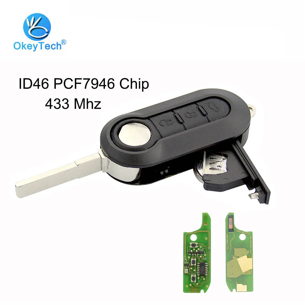 OkeyTech Car Remote Key Fob FSK 433MHz ID46 PCF7946 Chip For Fiat 500 Grande Punto 2010-2017 3 Buttons
OkeyTech Car Remote Key Fob FSK 433MHz ID46 PCF7946 Chip For Fiat 500 Grande Punto 2010-2017 3 Buttons