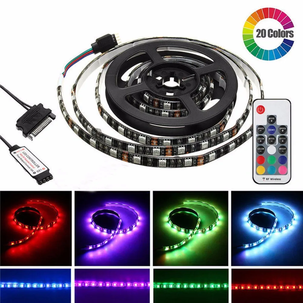 Sata LED Strip RGB SMD 5050 60LED/m 17key RF remote control for PC Computer Case Magnet PC ASUS Aura SYNC MSI Mystic Light Sync
Sata LED Strip RGB SMD 5050 60LED/m 17key RF remote control for PC Computer Case Magnet PC ASUS Aura SYNC MSI Mystic Light Sync