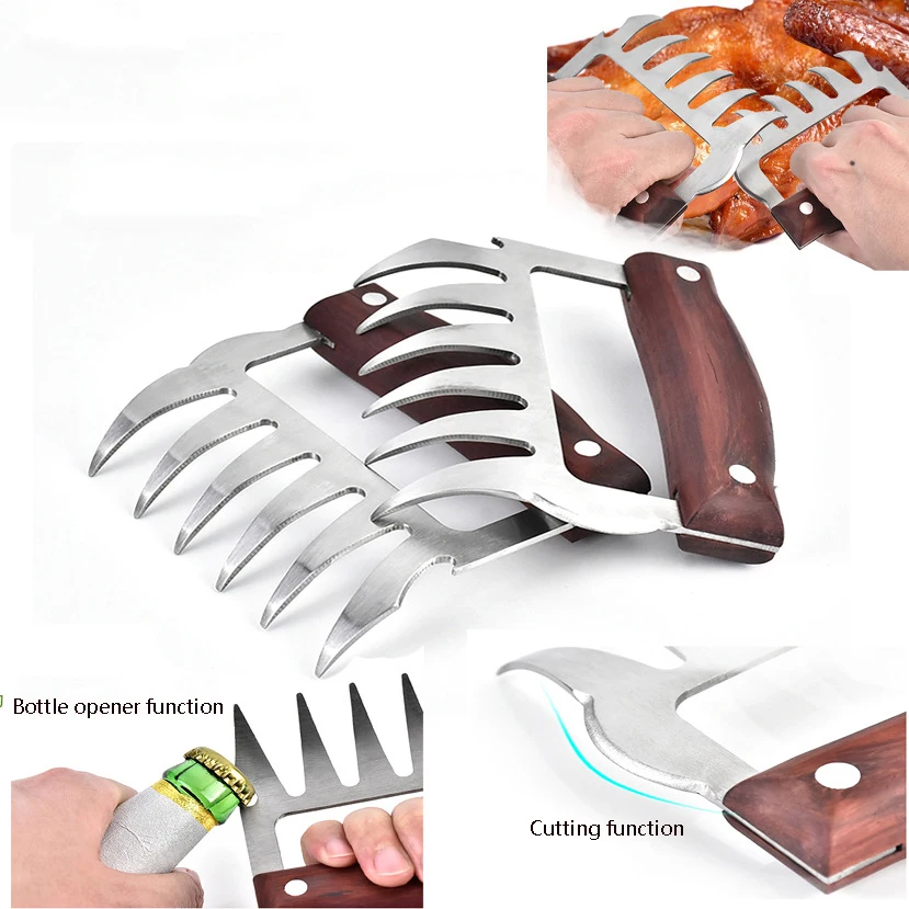 2PC Multifunction Meat Shredder Claws Wooden Handle Stainless Steel Chicken Separator Bottle Opener Cutting BBQ Kitchen Tools
2PC Multifunction Meat Shredder Claws Wooden Handle Stainless Steel Chicken Separator Bottle Opener Cutting BBQ Kitchen Tools