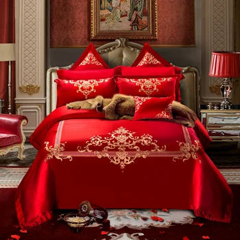 New 100% Cotton luxury Palace Wedding Bedding Set Gold Embroidery Duvet Cover Bed Sheet Pillowcases Queen King Size 4/6/7pcs
New 100% Cotton luxury Palace Wedding Bedding Set Gold Embroidery Duvet Cover Bed Sheet Pillowcases Queen King Size 4/6/7pcs