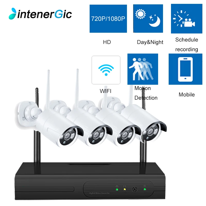 

INTENERGIC CCTV Camera System Wifi 720P/1080P NVR Kit 4CH IP Camera Audio Record Outdoor Night Vision Security HDCamera Systems