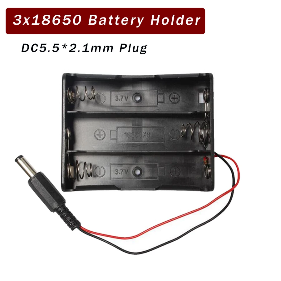 1pcs 3 Slots Plastic 18650 Battery Holder Storage Box Case DIY Batteries Clip Holder Organizer Container with DC5.5*2.1mm Plug
1pcs 3 Slots Plastic 18650 Battery Holder Storage Box Case DIY Batteries Clip Holder Organizer Container with DC5.5*2.1mm Plug