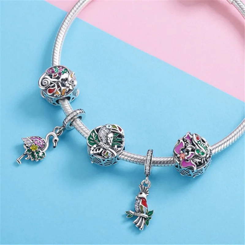fit Pandora Bracelet Silver 925 Original Colorful CZ Toucan Parrot Beads S925 Pink&Green Zircon Tree Bird Charms for DIY Jewelry
fit Pandora Bracelet Silver 925 Original Colorful CZ Toucan Parrot Beads S925 Pink&Green Zircon Tree Bird Charms for DIY Jewelry