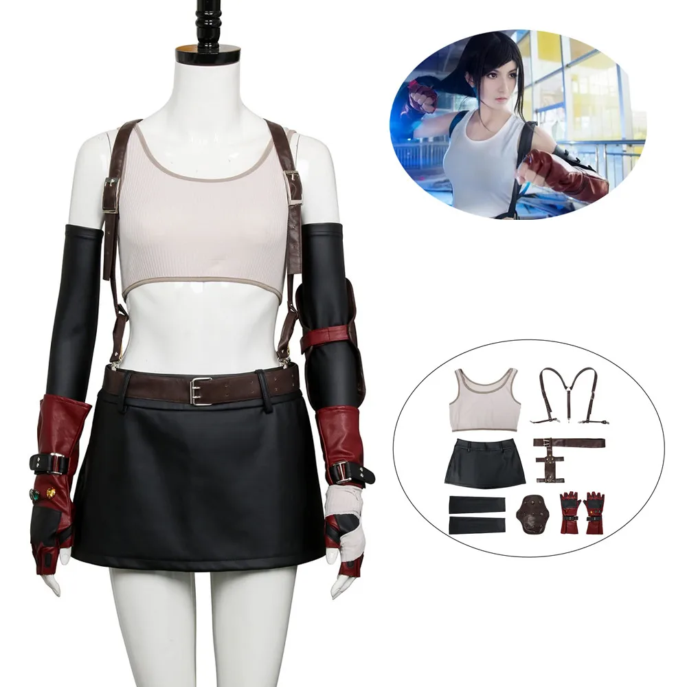 Final Fantasy FFVII Tifa Lockhart Cosplay Costume Strap Skirt Full Set Halloween Party Props
Final Fantasy FFVII Tifa Lockhart Cosplay Costume Strap Skirt Full Set Halloween Party Props