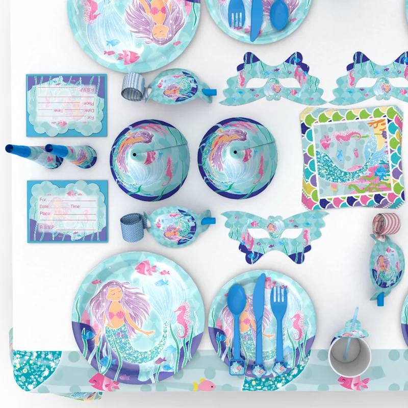 Happy Birthday Party Disposable Tableware Set Mermaid Party Ballon Plates Cups Banner Boy Girl Party Wedding Decoration Supplies
Happy Birthday Party Disposable Tableware Set Mermaid Party Ballon Plates Cups Banner Boy Girl Party Wedding Decoration Supplies