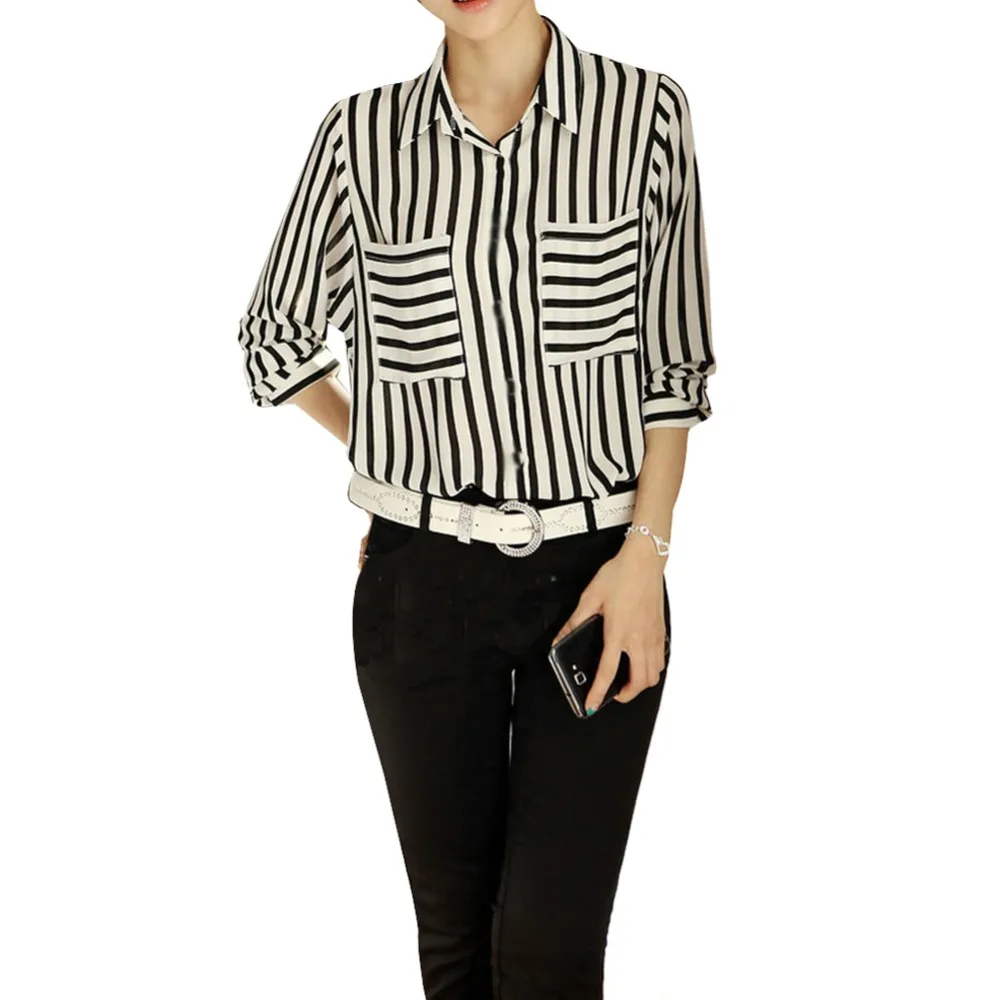 Hot Sale Summer New Arrival Women Fashion Long Sleeve Vertical Striped Chiffon Tops Button Down Shirt Blouse
Hot Sale Summer New Arrival Women Fashion Long Sleeve Vertical Striped Chiffon Tops Button Down Shirt Blouse