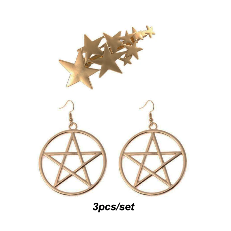 3PCS/SET Exaggerated David Star Circle Big Pentagram Earrings Hair Clip Set Women Dangles Girl Chandelier Trendy Earrings
3PCS/SET Exaggerated David Star Circle Big Pentagram Earrings Hair Clip Set Women Dangles Girl Chandelier Trendy Earrings