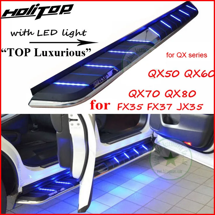 fit for INFINITI FX35 FX37 JX35 QX50 QX60 QX70 running board foot step nerf bar, "Top luxurious", with "LED light",loading 300kg
fit for INFINITI FX35 FX37 JX35 QX50 QX60 QX70 running board foot step nerf bar, "Top luxurious", with "LED light",loading 300kg