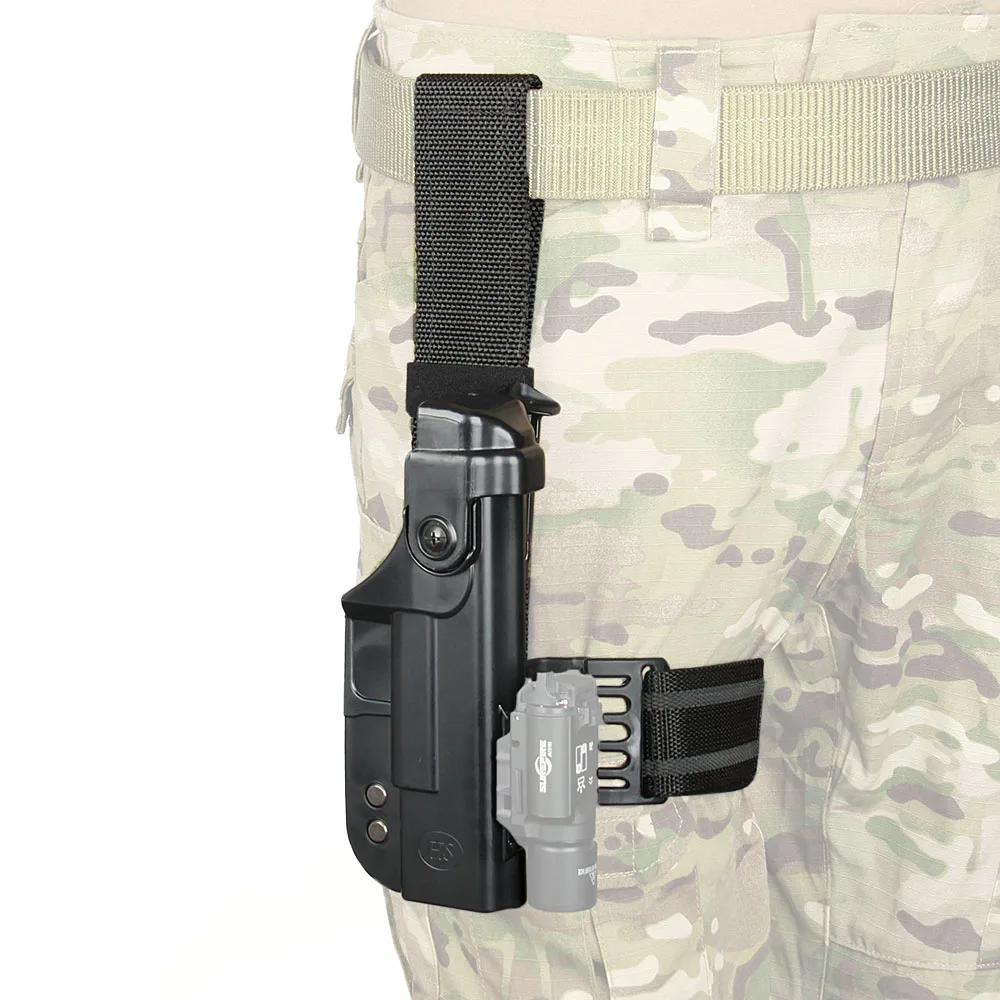 PPT Tactical G17 Pistol Leg Holster Thigh with Picatinny Rail Black Color For Hunting PP7-0098
PPT Tactical G17 Pistol Leg Holster Thigh with Picatinny Rail Black Color For Hunting PP7-0098