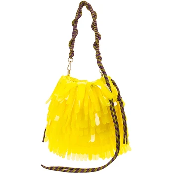 Women Hand Bag Niche Design Bucket Bag Tassels Ladies Yellow Sparkles Sequins Bag Shoulder Bag
Women Hand Bag Niche Design Bucket Bag Tassels Ladies Yellow Sparkles Sequins Bag Shoulder Bag