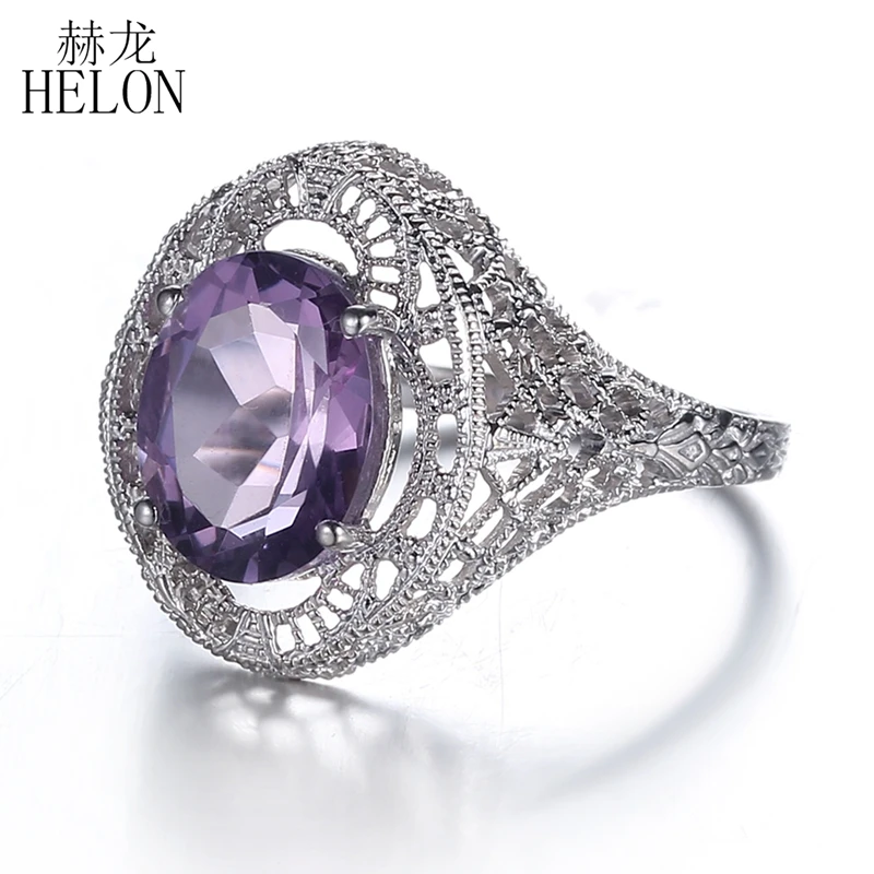 HELON 925 Sterling Silver 10X8mm Oval Natural Amethyst Ring Vintage Antique Engagement Wedding Gemstone Ring Women Party Jewelry
HELON 925 Sterling Silver 10X8mm Oval Natural Amethyst Ring Vintage Antique Engagement Wedding Gemstone Ring Women Party Jewelry
