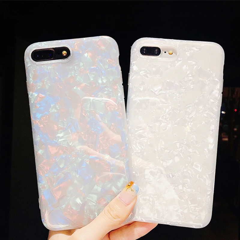 LOVECOM Glitter Dream Shell Pattern Phone Case For iPhone XS XR XS Max X 8 7 6 6S Plus Soft TPU Silicone Back Cover Pure Color