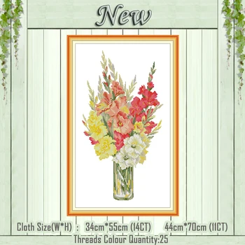 Gladiolus flowers vase decor painting counted print on canvas DMC 11CT 14CT kits Chinese Cross Stitch embroidery needlework Sets
Gladiolus flowers vase decor painting counted print on canvas DMC 11CT 14CT kits Chinese Cross Stitch embroidery needlework Sets
