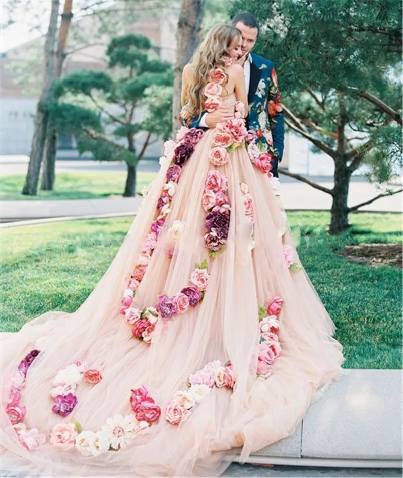 Romantic vestido de noiva 2016 Sexy one shoulder Multicolor Flower wedding dresses Tulle Ball Gown Wedding Dress Bridal Gown
Romantic vestido de noiva 2016 Sexy one shoulder Multicolor Flower wedding dresses Tulle Ball Gown Wedding Dress Bridal Gown