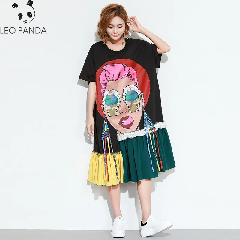 2019 New Summer New Pattern O-neck Short Sleeve Stitching Ruffles Hem Abstract Printing Ladies Fashion Loose Dress
2019 New Summer New Pattern O-neck Short Sleeve Stitching Ruffles Hem Abstract Printing Ladies Fashion Loose Dress