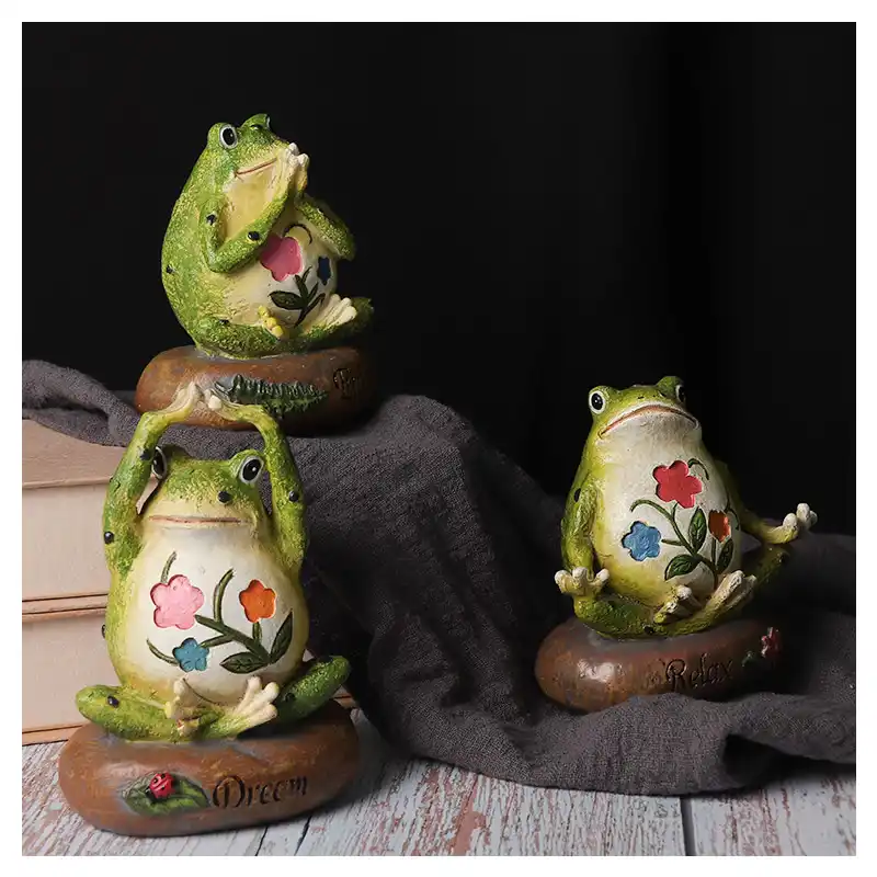 Cute Creative Yoga Frogs Statue Decorative Sitting Frog