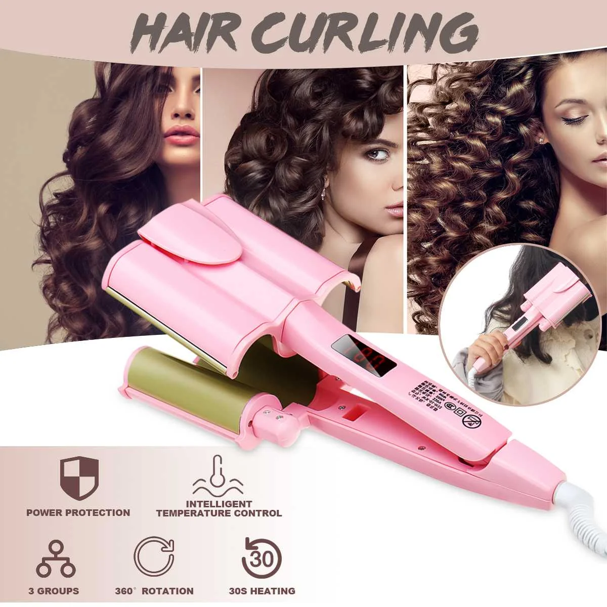 26mm/32mm Ceramic Three Tubes Hair Curlers Digital Display Big Wave Hair Waver Curling Irons Curler Quick Heat Hair Style Tool
26mm/32mm Ceramic Three Tubes Hair Curlers Digital Display Big Wave Hair Waver Curling Irons Curler Quick Heat Hair Style Tool