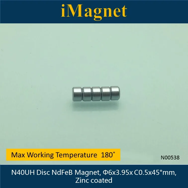 N00538 5pcs N40UH Disc Rare Earth Neodymium Magnet,Dia6x3.95x C0.5x45degree mm,Cuboid Ndfeb Magnet ,Magnet for refrigerator
N00538 5pcs N40UH Disc Rare Earth Neodymium Magnet,Dia6x3.95x C0.5x45degree mm,Cuboid Ndfeb Magnet ,Magnet for refrigerator