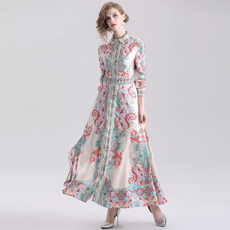 Runway Vintage Printed Dresses 2019 Spring Autumn Women's Long Sleeve Turn Down Collar Long Dress Elegant Shirt Dress Vestidos
Runway Vintage Printed Dresses 2019 Spring Autumn Women's Long Sleeve Turn Down Collar Long Dress Elegant Shirt Dress Vestidos