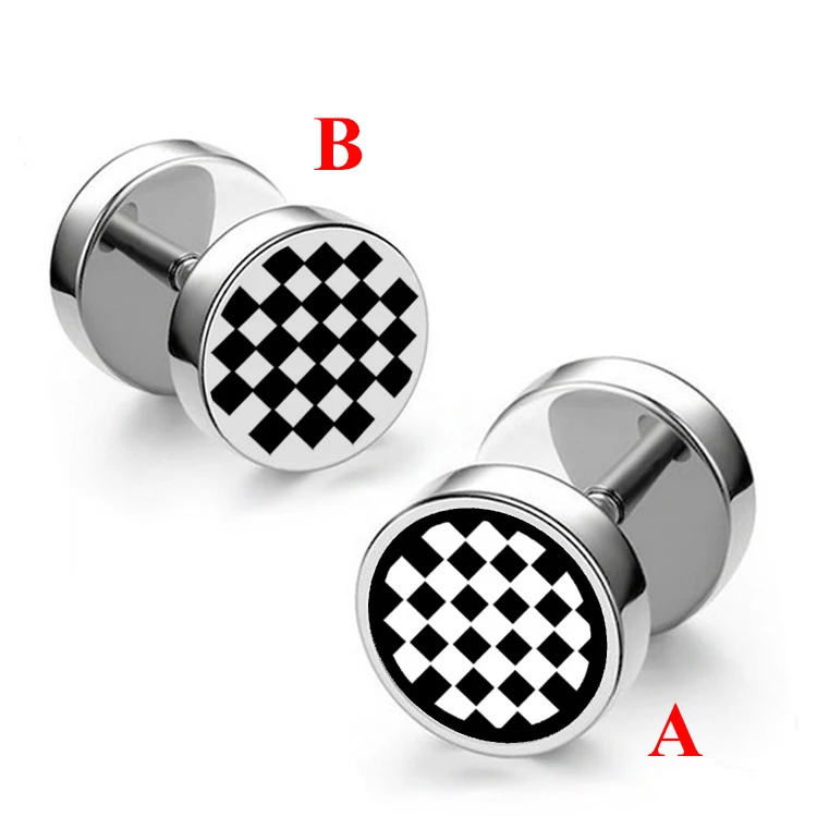 Enamel Black White Chess board Stud Earrings for Man Punk Six-star Earrings Stainless Steel Jewelry sell one piece
Enamel Black White Chess board Stud Earrings for Man Punk Six-star Earrings Stainless Steel Jewelry sell one piece