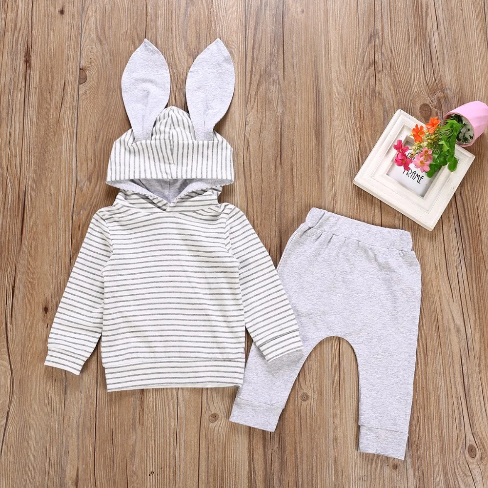2018Baby Girl Boy Newborn Baby Sets Clothes 3D Bunny Ear Striped Pocket Hoodie Sweater Shirt+Pants 2pcs Baby clothiing set
2018Baby Girl Boy Newborn Baby Sets Clothes 3D Bunny Ear Striped Pocket Hoodie Sweater Shirt+Pants 2pcs Baby clothiing set