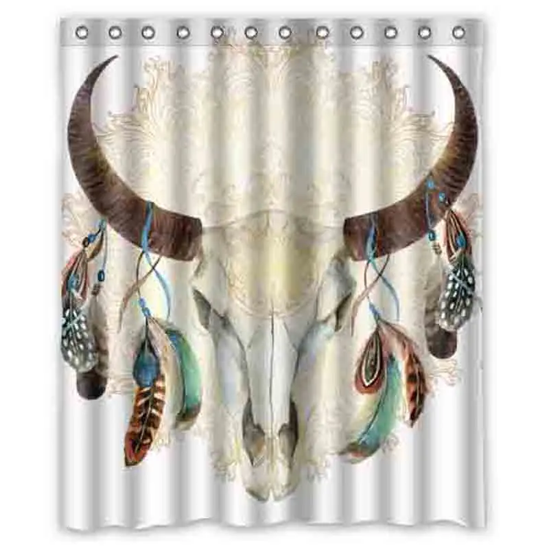 Luxury Smart cow skull with feather Shower Curtain Waterproof Mildewproof Polyester Fabric Bath Curtains Bathroom Product
Luxury Smart cow skull with feather Shower Curtain Waterproof Mildewproof Polyester Fabric Bath Curtains Bathroom Product