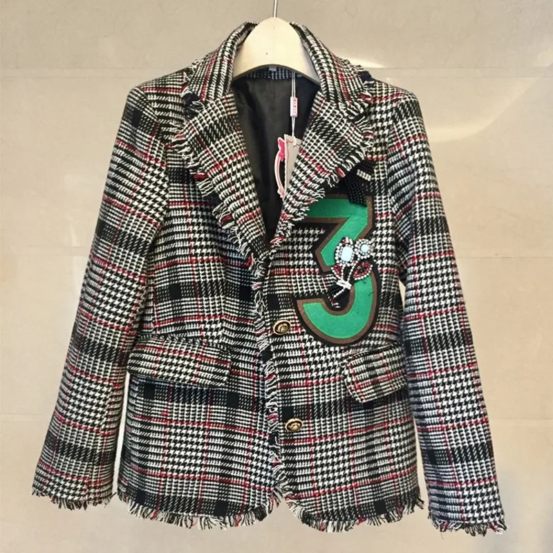 New Brand Digital Patch Diamond Houndstooth Jacket Chaquetas Mujer Primavera 2019 Runway Autumn Women Long Sleeve Tassel Coat
New Brand Digital Patch Diamond Houndstooth Jacket Chaquetas Mujer Primavera 2019 Runway Autumn Women Long Sleeve Tassel Coat
