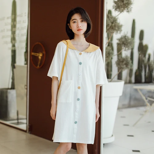 Women Summer Dress 2019 Korean Preppy Style Casual Peter Pan Collar Patchwork Colorful Buttons Short Sleeve White Dress D245
Women Summer Dress 2019 Korean Preppy Style Casual Peter Pan Collar Patchwork Colorful Buttons Short Sleeve White Dress D245