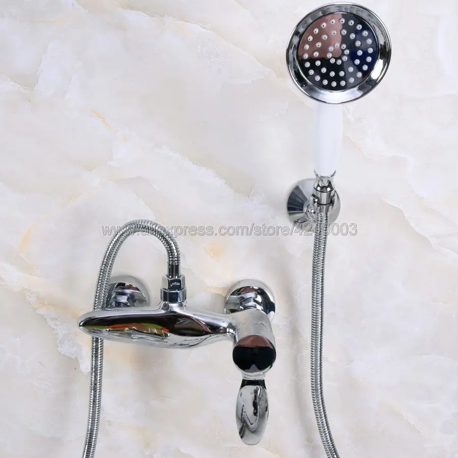 Polished Chrome Wall Mounted Bath Faucet Mixer Tap with Bathroom Hand Held Shower set Kna152
Polished Chrome Wall Mounted Bath Faucet Mixer Tap with Bathroom Hand Held Shower set Kna152
