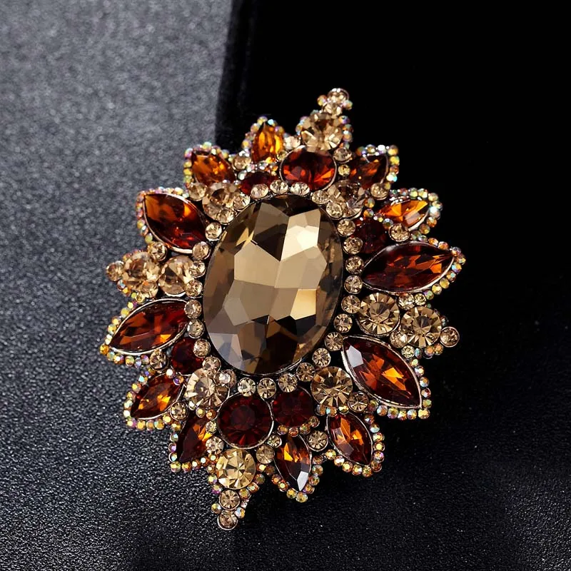 Fashion Women's Brown rhinestone brooch Bridal jewelry vintage Style Flower hijab pins and Broches bouquet fine bags Accessory
Fashion Women's Brown rhinestone brooch Bridal jewelry vintage Style Flower hijab pins and Broches bouquet fine bags Accessory
