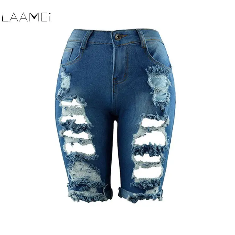 Laamei 2018 Sexy Women Style Half Ripped Jeans High Waist Street Hole Stretch Worn Pants Slim Torn Knee Length Denim Jeans
Laamei 2018 Sexy Women Style Half Ripped Jeans High Waist Street Hole Stretch Worn Pants Slim Torn Knee Length Denim Jeans