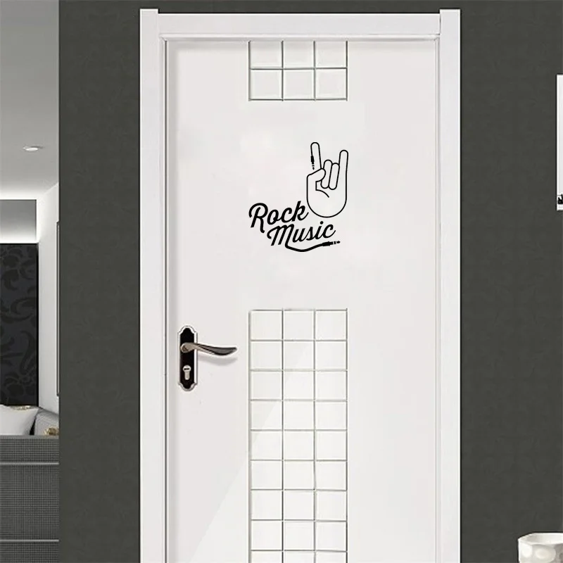 YOJA 21.9*24CM ROCK MUSIC Hand Room Door Decor Sticker Wall Decals Black Graphical A40216 | Дом и сад