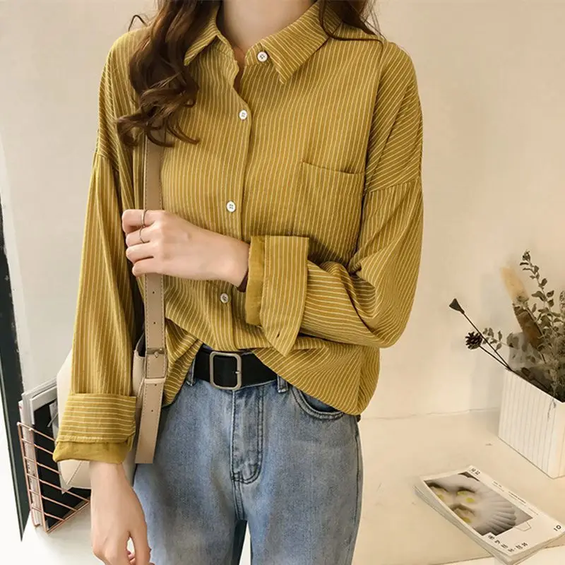 Hot 2019 Women Blouse Tops Long Sleeve Work Shirts Blouse Spring Autumn Striped Blouse Women office Tops
Hot 2019 Women Blouse Tops Long Sleeve Work Shirts Blouse Spring Autumn Striped Blouse Women office Tops