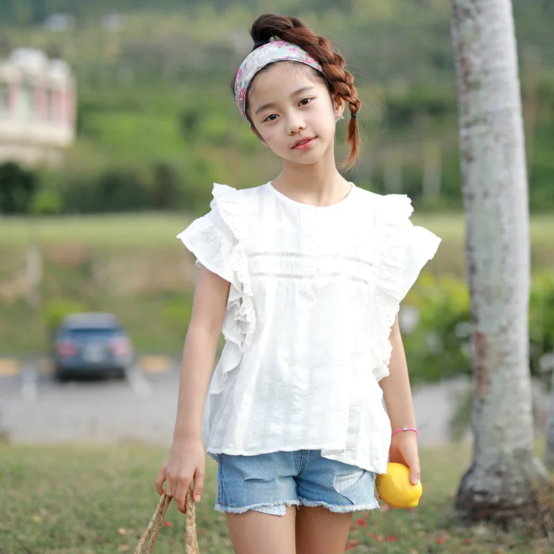 2019 Summer Korean Style Girls T Shirt Sweet Cotton O-neck Short Sleeve Solid Lace T-shirts Big Girls Party Casual T-shirt Fille
2019 Summer Korean Style Girls T Shirt Sweet Cotton O-neck Short Sleeve Solid Lace T-shirts Big Girls Party Casual T-shirt Fille