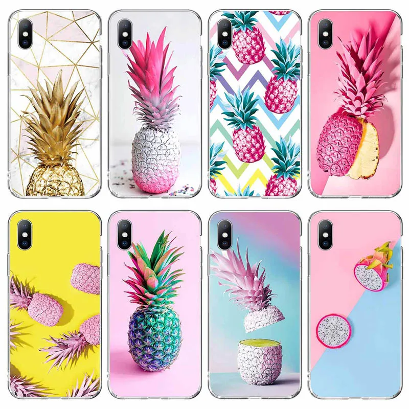 USLION цветной чехол для телефона с ананасом iPhone 6 6s 7 8 Plus 5 5S SE X XS XR Xs Max прозрачный