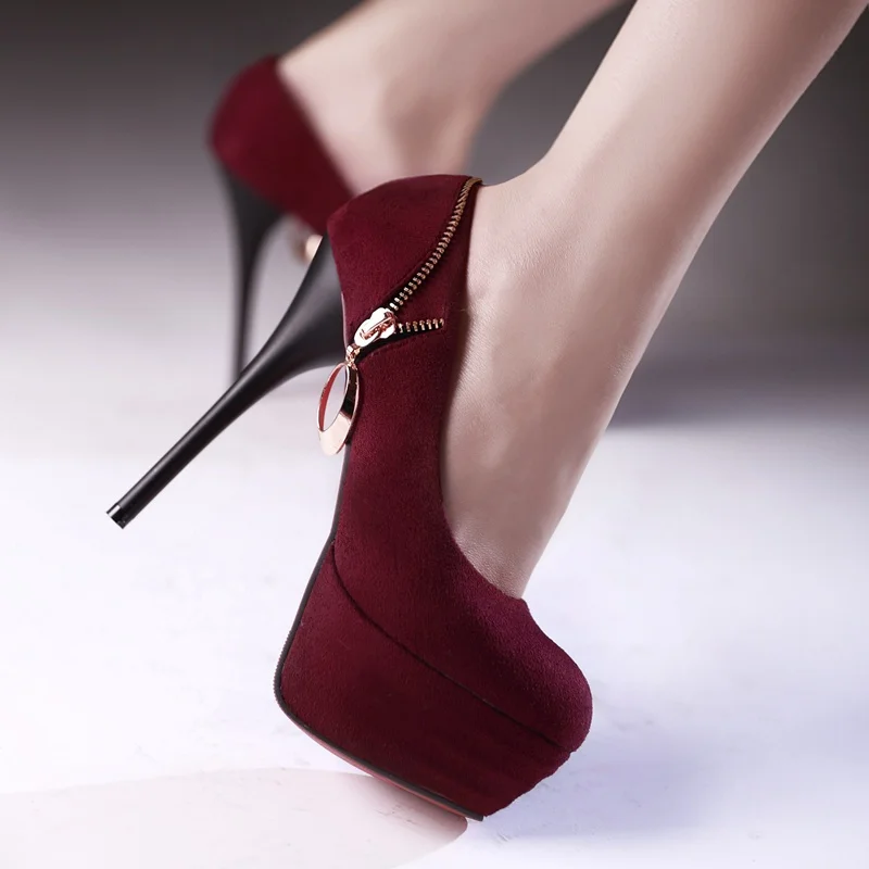 Бесплатная доставка 2014 Весна Новая мода Ретро Вино Красное Платье обувь