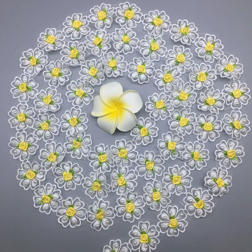 GXINUG 50pcs Cotton Pearl Yellow Flower Embroidered Lace Trim Ribbon Fabric Handmade DIY Wedding Dress Sewing Supplies Craft
GXINUG 50pcs Cotton Pearl Yellow Flower Embroidered Lace Trim Ribbon Fabric Handmade DIY Wedding Dress Sewing Supplies Craft