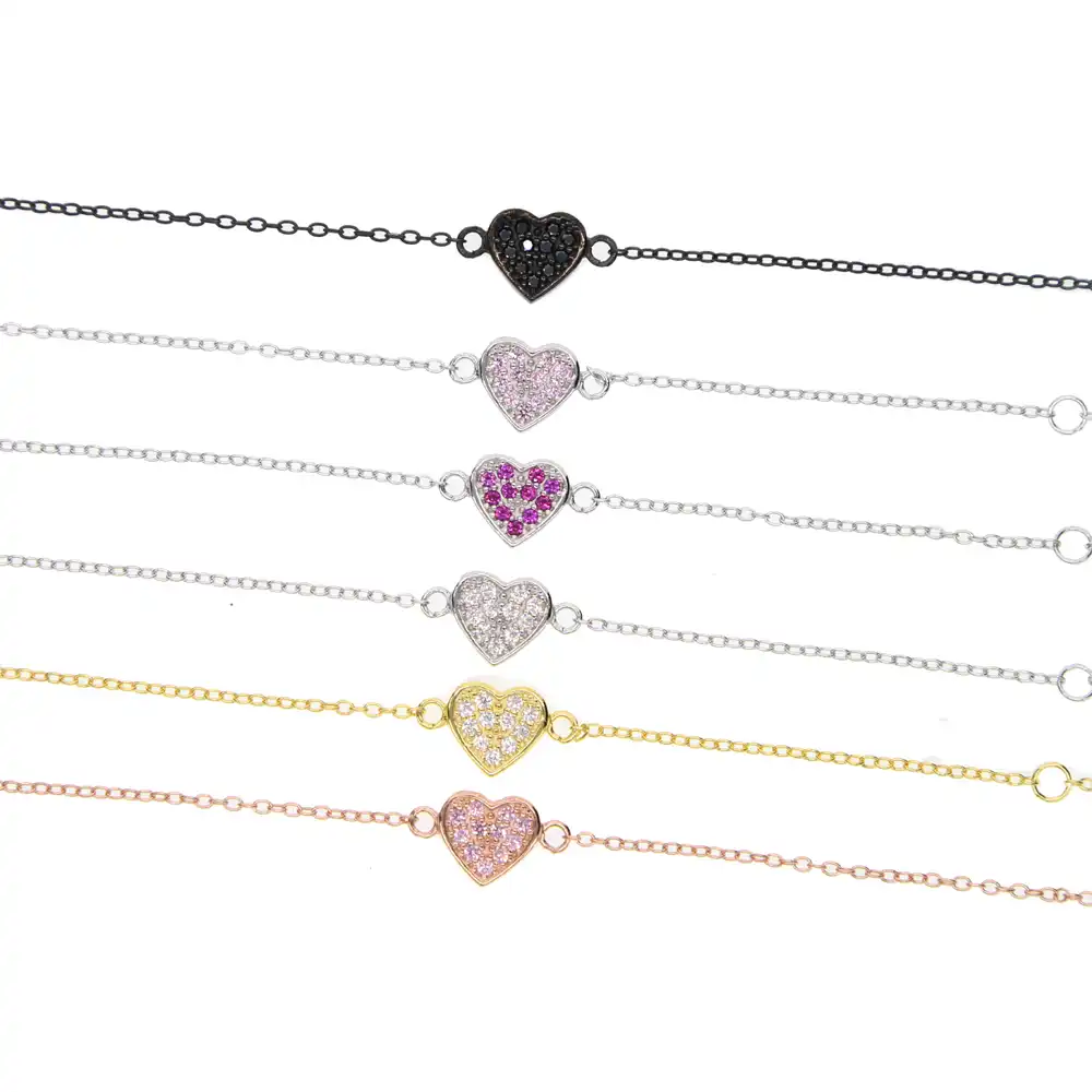 6 colors tiny micro pave cz heart charm delicate girl gift 17cm