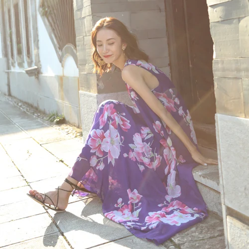 TingYiLi Boho Women Dress Summer Holiday Beach Dress V-neck Sleeveless Korean Floral Print Yellow Purple Red Maxi Dress
TingYiLi Boho Women Dress Summer Holiday Beach Dress V-neck Sleeveless Korean Floral Print Yellow Purple Red Maxi Dress