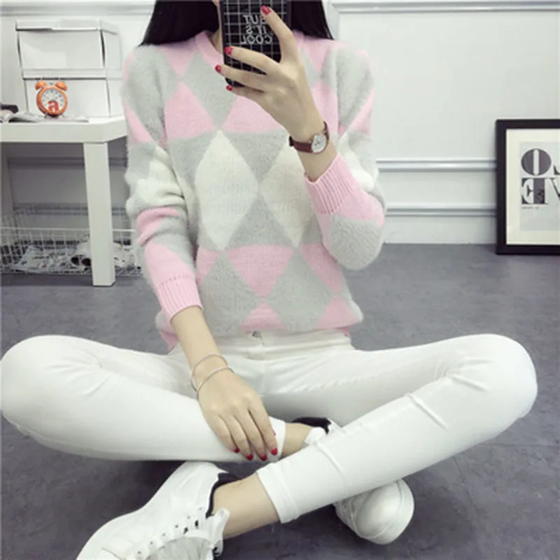2019 New Women's Sweater Diamond Round Neck Long Sleeve Loose Youth Pullover High Street Casual Sports Jacket Knitted Sweater
2019 New Women's Sweater Diamond Round Neck Long Sleeve Loose Youth Pullover High Street Casual Sports Jacket Knitted Sweater